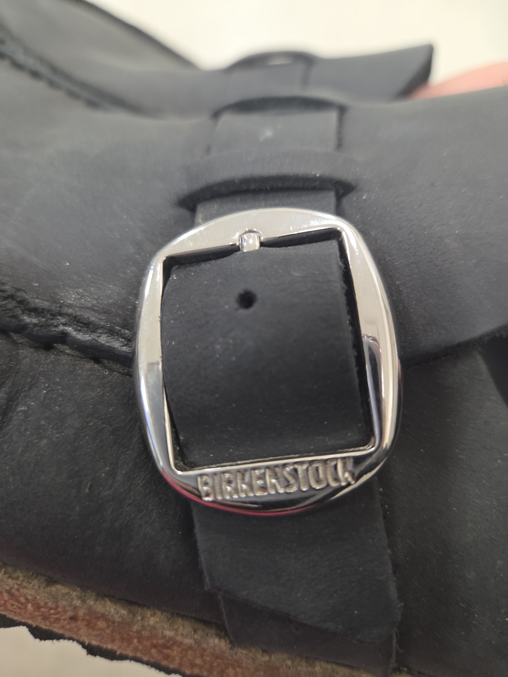 Birkenstock Black Leather Buckle Belt with Silver-Tone Hardware